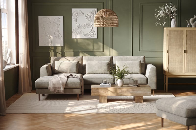 Florenz 3-sits Vänstervänd L-formad Divansoffa i Chenille - Grå / Beige - Möbler - Vardagsrum - Soffor - Divansoffa & schäslong