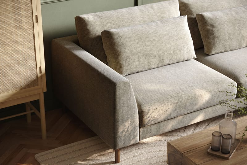 Florenz 4-sits Högervänd L-formad Schäslongsoffa i Tyg - Grå / Beige - Möbler - Vardagsrum - Soffor - Divansoffa & schäslong