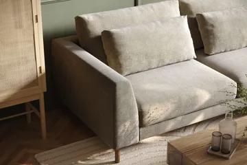 Florenz 4-sits Högervänd L-formad Schäslongsoffa i Tyg - Grå/Beige - Möbler - Vardagsrum - Soffor - Divansoffa & schäslong