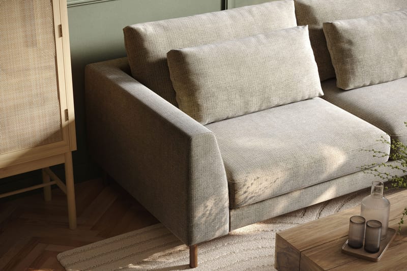 Florenz 4-sits Högervänd L-formad Schäslongsoffa i Tyg - Grå/Beige - Möbler - Vardagsrum - Soffor - Divansoffa & schäslong