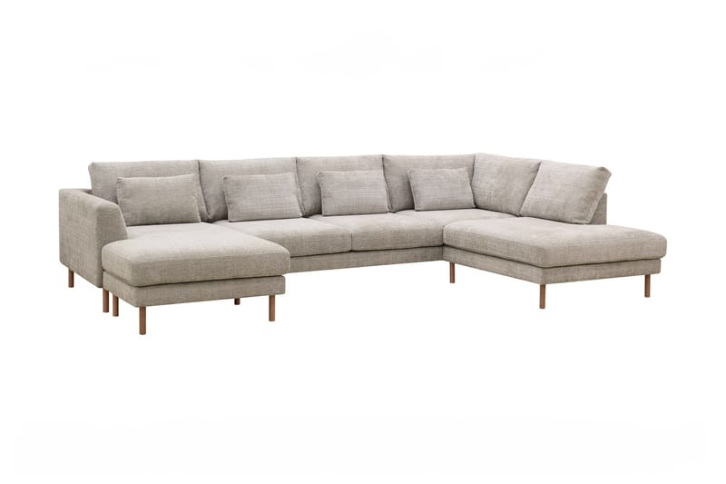 Florenz 4-sits Högervänd U-formad Soffa med Divan och Schäslong i Chenille - Grå / Beige - Möbler - Vardagsrum - Soffor - U-soffor