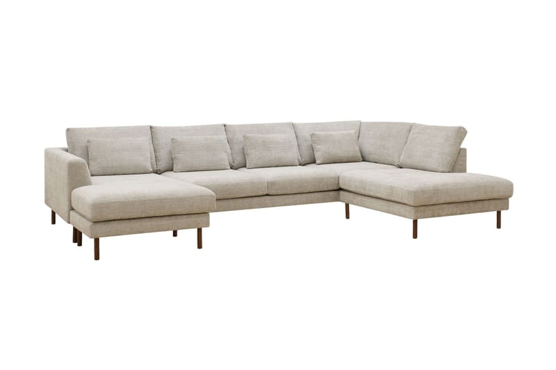 Florenz 4-sits Högervänd U-formad Soffa med Divan och Schäslong i Chenille - Grå / Beige - Möbler - Vardagsrum - Soffor - U-soffor