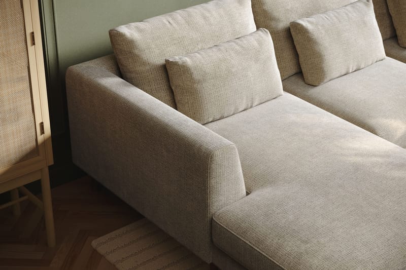 Florenz 4-sits Högervänd U-formad Soffa med Divan och Schäslong i Chenille - Grå / Beige - Möbler - Vardagsrum - Soffor - U-soffor
