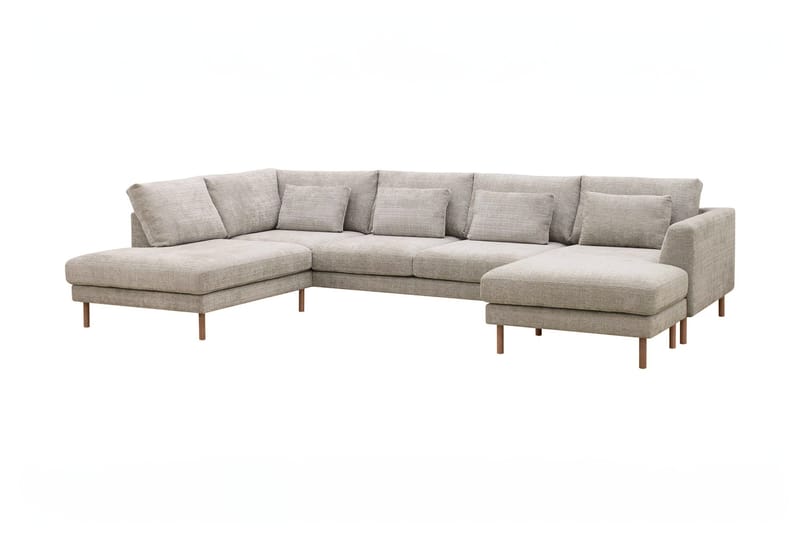 Florenz 4-sits Högervänd U-formad Soffa med Divan och Schäslong i Chenille - Grå / Beige - Möbler - Vardagsrum - Soffor - U-soffor