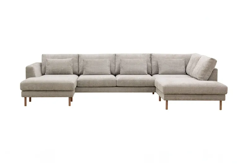 Florenz 4-sits Högervänd U-formad Soffa med Divan och Schäslong i Chenille - Grå / Beige - Möbler - Vardagsrum - Soffor - U-soffor