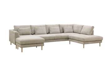 Florenz 4-sits Högervänd U-formad Soffa med Divan och Schäslong i Chenille - Grå/Beige - Möbler - Vardagsrum - Soffor - U-soffor