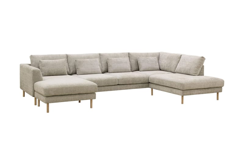 Florenz 4-sits Högervänd U-formad Soffa med Divan och Schäslong i Chenille - Grå/Beige - Möbler - Vardagsrum - Soffor - U-soffor