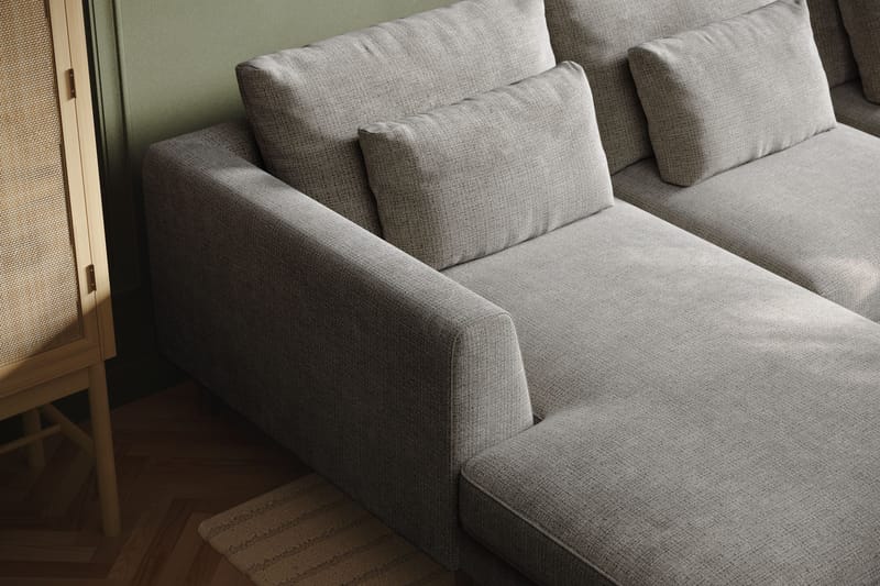 Florenz 4-sits Högervänd U-formad Soffa med Divan och Schäslong i Chenille - Ljusgrå - Möbler - Vardagsrum - Soffor - U-soffor