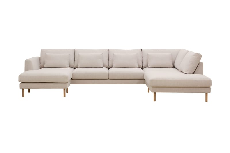 Florenz 4-sits Högervänd U-formad Soffa med Divan och Schäslong i Tyg, Beige
