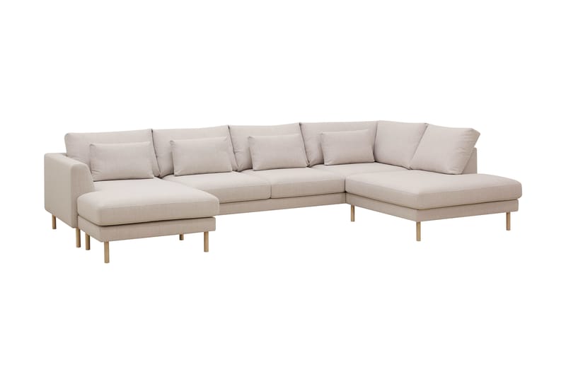 Florenz 4-sits Högervänd U-formad Soffa med Divan och Schäslong i Tyg - Beige - Möbler - Vardagsrum - Soffor - U-soffor