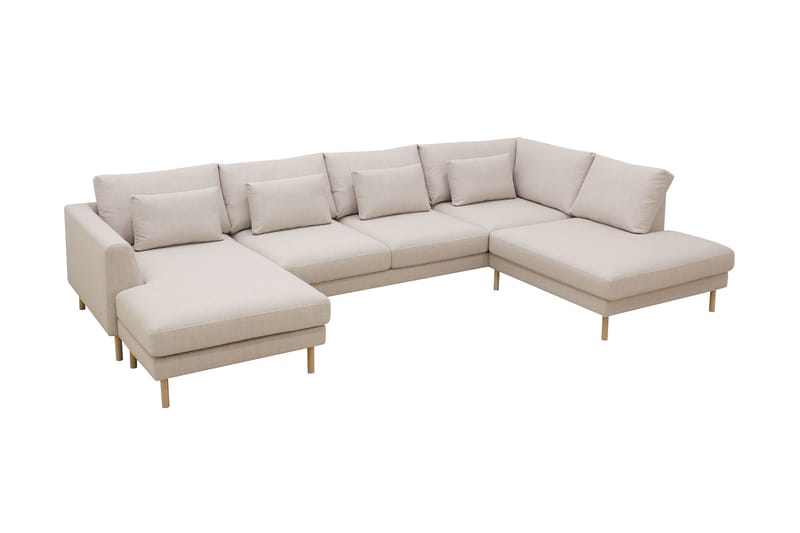 Florenz 4-sits Högervänd U-formad Soffa med Divan och Schäslong i Tyg - Beige - Möbler - Vardagsrum - Soffor - U-soffor