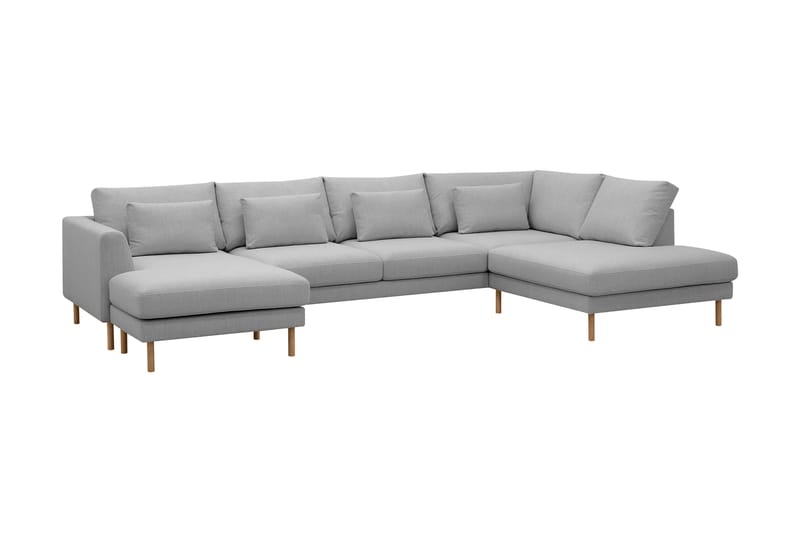 Florenz 4-sits Högervänd U-formad Soffa med Divan och Schäslong i Tyg - Ljusgrå - Möbler - Vardagsrum - Soffor - U-soffor
