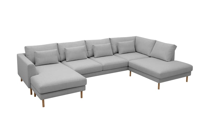 Florenz 4-sits Högervänd U-formad Soffa med Divan och Schäslong i Tyg - Ljusgrå - Möbler - Vardagsrum - Soffor - U-soffor