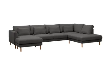 Florenz 4-sits Högervänd U-formad Soffa med Divan och Schäslong i Tyg - Mörkgrå - Möbler - Vardagsrum - Soffor - U-soffor