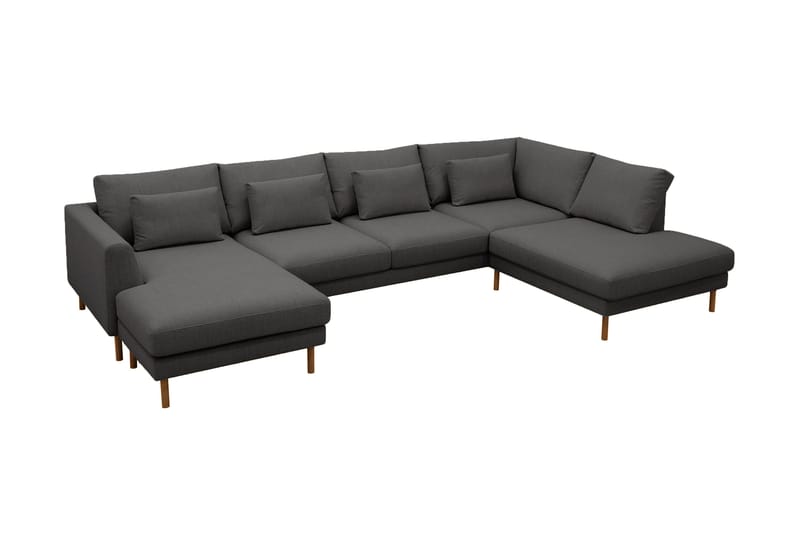 Florenz 4-sits Högervänd U-formad Soffa med Divan och Schäslong i Tyg - Mörkgrå - M�öbler - Vardagsrum - Soffor - U-soffor