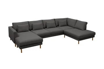 Florenz 4-sits Högervänd U-formad Soffa med Divan och Schäslong i Tyg - Mörkgrå - Möbler - Vardagsrum - Soffor - U-soffor