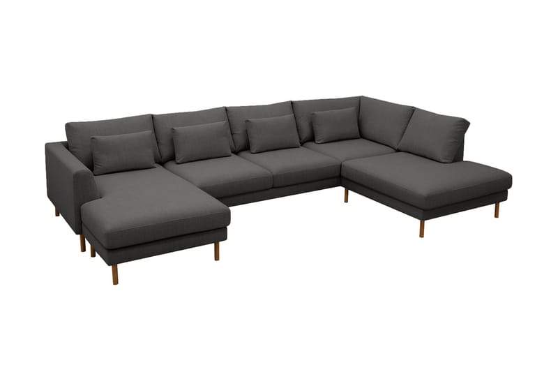 Florenz 4-sits Högervänd U-formad Soffa med Divan och Schäslong i Tyg - Mörkgrå - Möbler - Vardagsrum - Soffor - U-soffor