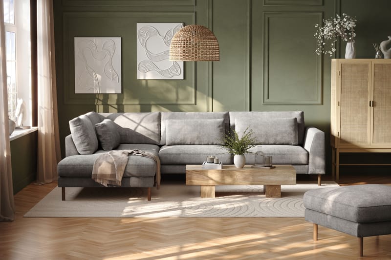 Florenz 4-sits Vänstervänd L-formad Schäslongsoffa i Chenille - Ljusgrå - Möbler - Vardagsrum - Soffor - Divansoffa & schäslong