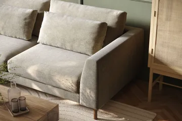 Florenz 4-sits Vänstervänd L-formad Schäslongsoffa i Tyg - Grå/Beige - Möbler - Vardagsrum - Soffor - Divansoffa & schäslong