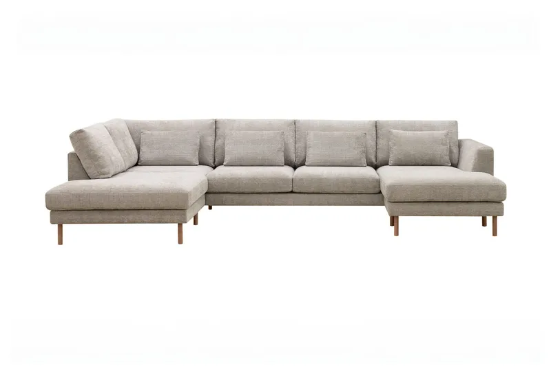 Florenz 4-sits Vänstervänd U-formad Soffa med Divan och Schäslong i Chenille - Grå / Beige - Möbler - Vardagsrum - Soffor - U-soffor