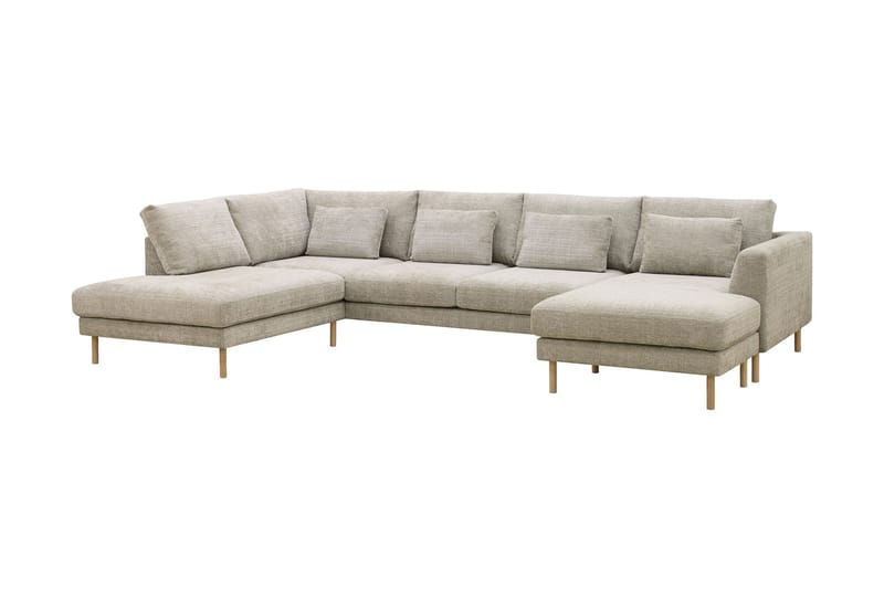 Florenz 4-sits Vänstervänd U-formad Soffa med Divan och Schäslong i Chenille - Grå / Beige - Möbler - Vardagsrum - Soffor - U-soffor