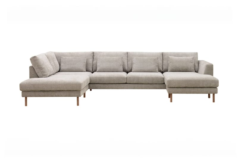 Florenz 4-sits Vänstervänd U-formad Soffa med Divan och Schäslong i Chenille - Grå / Beige - Möbler - Vardagsrum - Soffor - U-soffor