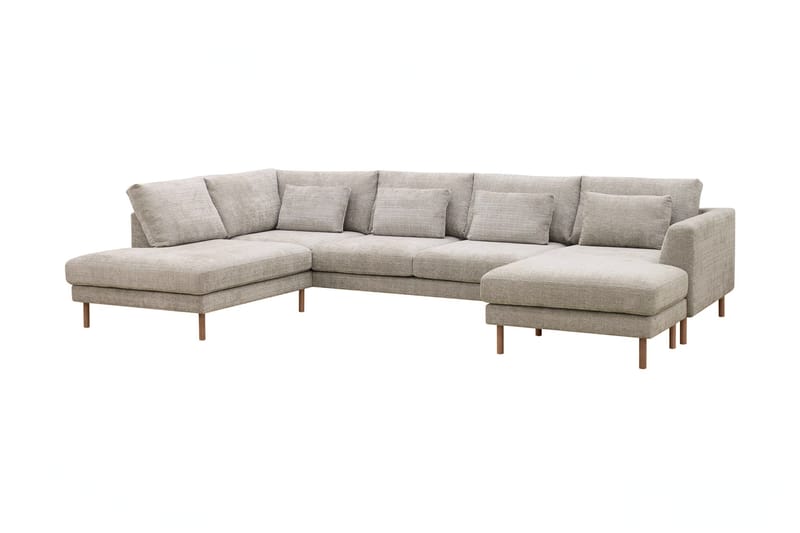 Florenz 4-sits Vänstervänd U-formad Soffa med Divan och Schäslong i Chenille - Grå / Beige - Möbler - Vardagsrum - Soffor - U-soffor
