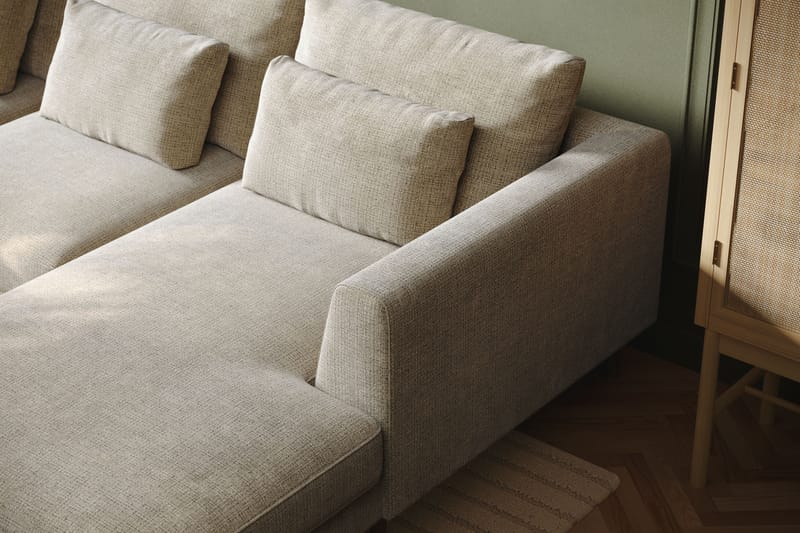 Florenz 4-sits Vänstervänd U-formad Soffa med Divan och Schäslong i Chenille - Grå / Beige - Möbler - Vardagsrum - Soffor - U-soffor
