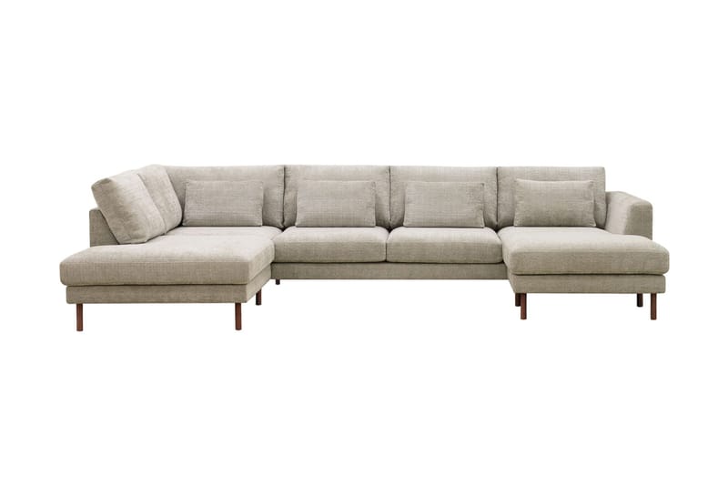 Florenz 4-sits Vänstervänd U-formad Soffa med Divan och Schäslong i Chenille - Grå / Beige - Möbler - Vardagsrum - Soffor - U-soffor