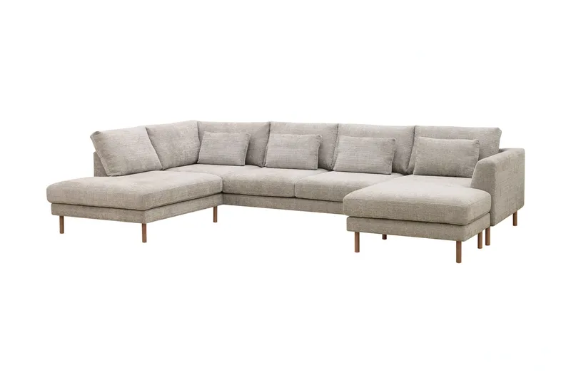 Florenz 4-sits Vänstervänd U-formad Soffa med Divan och Schäslong i Chenille - Grå / Beige - Möbler - Vardagsrum - Soffor - U-soffor