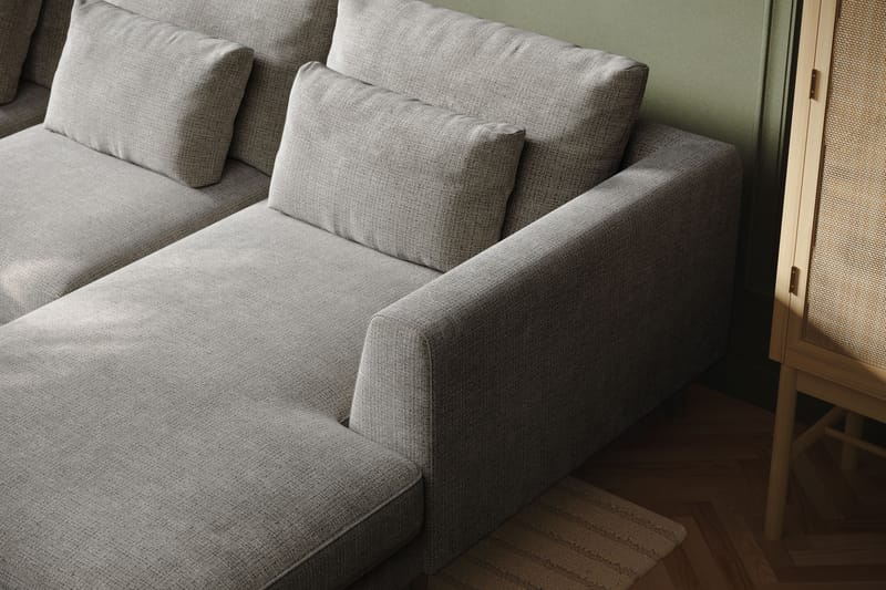 Florenz 4-sits Vänstervänd U-formad Soffa med Divan och Schäslong i Chenille - Ljusgrå - Möbler - Vardagsrum - Soffor - U-soffor