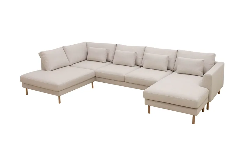 Florenz 4-sits Vänstervänd U-formad Soffa med Divan och Schäslong i Tyg, Beige