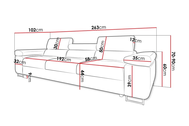 Gabina Soffa 3-sits - Brun - Möbler - Vardagsrum - Soffor - Skinnsoffor