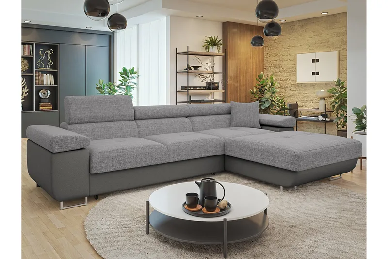 Gabina Soffa med Divan 3-sits - Grå - Möbler - Vardagsrum - Soffor - Skinnsoffor