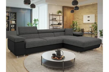Gabina Soffa med Divan 3-sits - Grå/Svart - Möbler - Vardagsrum - Soffor - Skinnsoffor