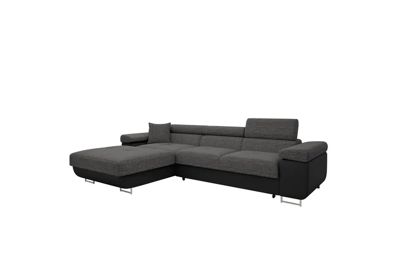 Gabina Soffa med Divan 3-sits, Grå/Svart