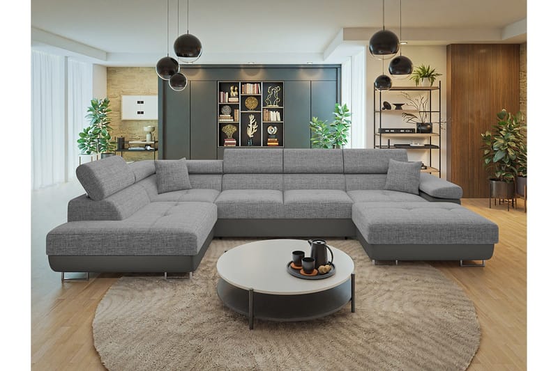 Gabina Soffa med Divan och Schäslong 4-sits - Beige/Grå - Möbler - Vardagsrum - Soffor - Skinnsoffor