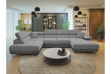 Gabina Soffa med Divan och Schäslong 4-sits - Beige/Grå - Möbler - Vardagsrum - Soffor - Skinnsoffor