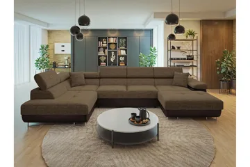 Gabina Soffa med Divan och Schäslong 4-sits - Brun - Möbler - Vardagsrum - Soffor - Skinnsoffor