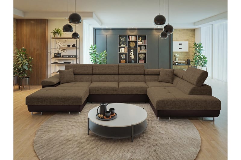 Gabina Soffa med Divan och Schäslong 4-sits - Brun - Möbler - Vardagsrum - Soffor - Skinnsoffor