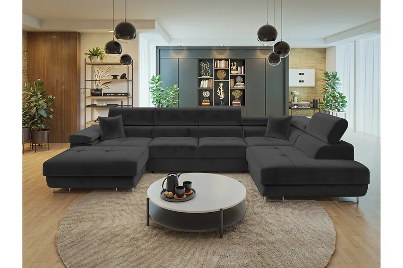 Gabina Soffa med Divan och Schäslong 4-sits - Svart - Möbler - Vardagsrum - Soffor - U-soffor