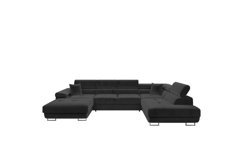 Gabina Soffa med Divan och Schäslong 4-sits, Svart