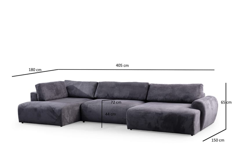 Gaudir 4-sits Soffa med Divan - Antracit - Möbler - Vardagsrum - Soffor - Divansoffa & schäslong