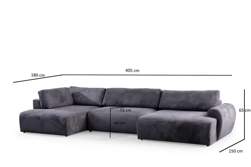 Gaudir 4-sits Soffa med Divan - Antracit - Möbler - Vardagsrum - Soffor - Divansoffa & schäslong