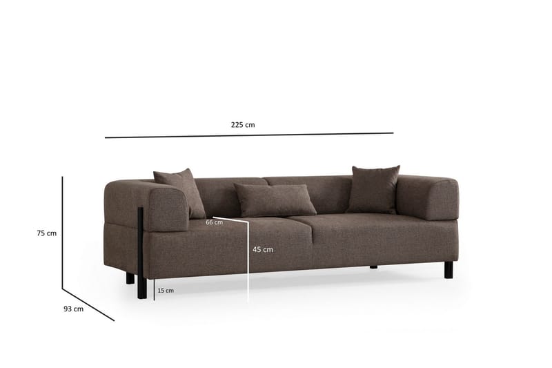 Gio 3-sits Soffa - Brun - Möbler - Vardagsrum - Soffor - 3-sits soffor