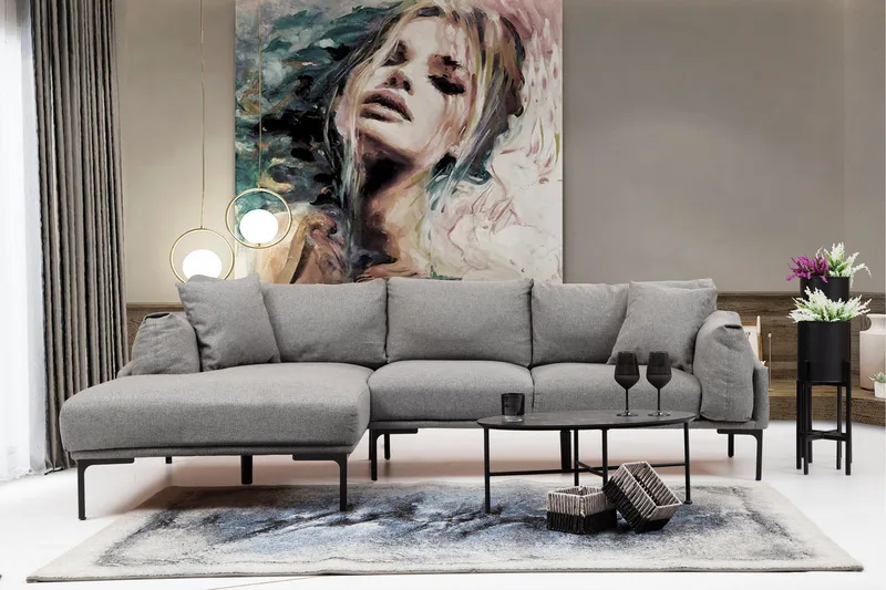Glenure Soffa m. Divan 4-sits - Grå - Möbler - Vardagsrum - Soffor - Divansoffa & schäslong