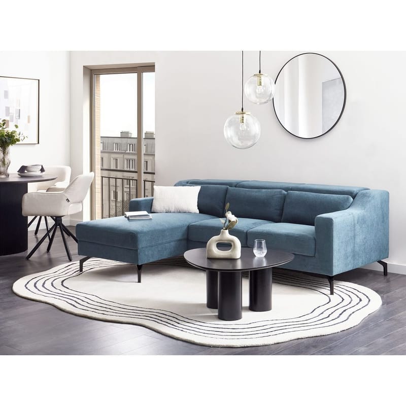 Glosli Vänstervänd Hörnsoffa med Divan och Schäslong 220 cm i Chenille - Stålblå - Möbler - Vardagsrum - Soffor - Divansoffa & schäslong