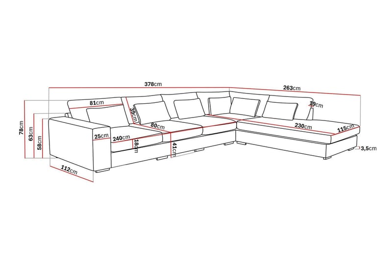 Grande 5-sits Soffa med Schäslong Höger - Beige Sammet - Möbler - Vardagsrum - Soffor - Divansoffa & schäslong