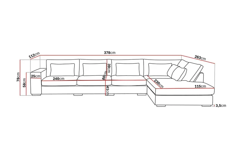 Grande 5-sits Soffa med Schäslong Höger - Beige Sammet - Möbler - Vardagsrum - Soffor - Sammetssoffor