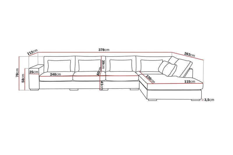 Grande 5-sits Soffa med Schäslong Höger - Beige Sammet - Möbler - Vardagsrum - Soffor - Sammetssoffor